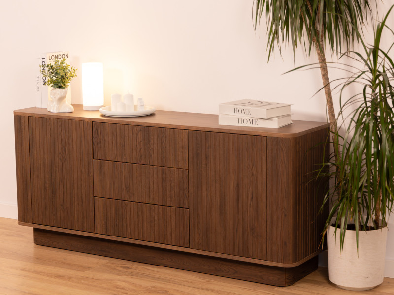 Komoda z szufladami 150 cm ryflowana do salonu orzech MELFI, 8805232