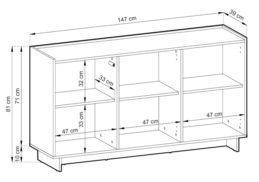 Szeroka Komoda SUNA 147x81 cm – Dąb Karmel do salonu trzydrzwiowa, 8807416