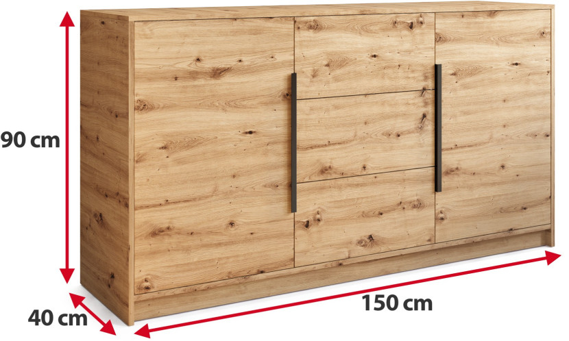 Komoda kaszmirowa do salonu z drzwiami 150 cm LESTO, 8820496