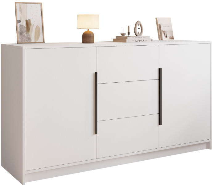 Biała komoda do salonu z szufladami i uchwytami 150 cm LESTO, 8820522