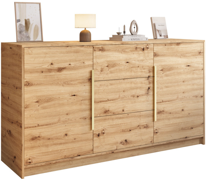 Komoda z szufladami i uchwytami 150 cm dąb artisan LESTO, 8820528
