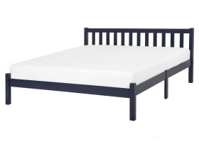 Łóżko podwójne drewno 160x200 niebieskie