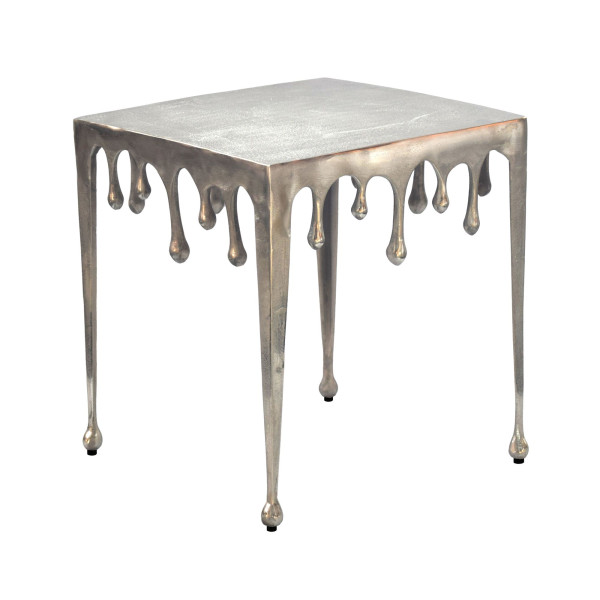 FineBuy stolik pomocniczy kwadratowy 45,5x45,5x51 cm, aluminium srebrne, 8866811