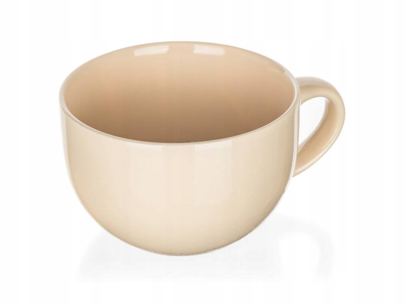 Kubek ceramiczny beżowy 800 ml duży jumbo na zupę herbatę jedzenie napoje, 8866911
