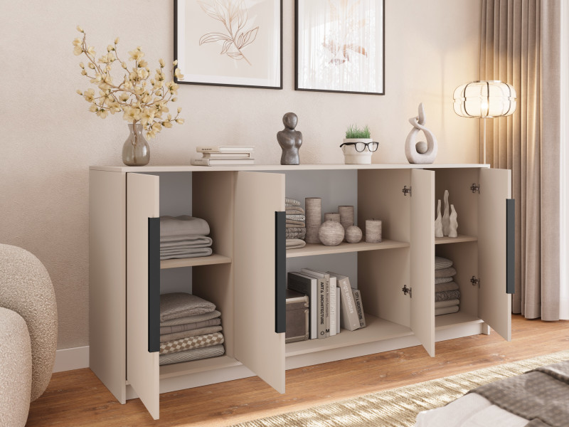 Komoda czterodrzwiowa do salonu 200 cm kaszmir LESTO, 8869056