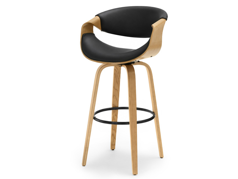 Designerski hoker z drewna z obrotowym siedziskiem Bent nr 51 dąb czarny, 8872049