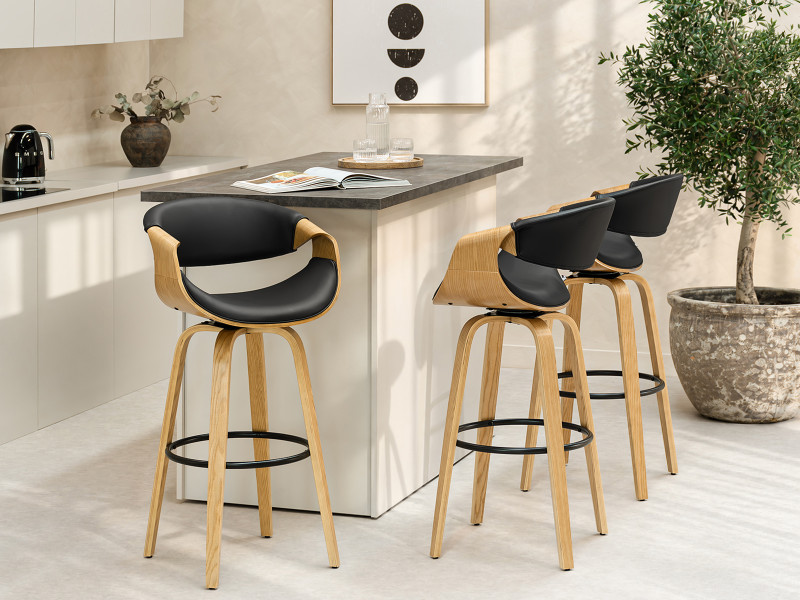 Designerski hoker z drewna z obrotowym siedziskiem Bent nr 51 dąb czarny, 8872050
