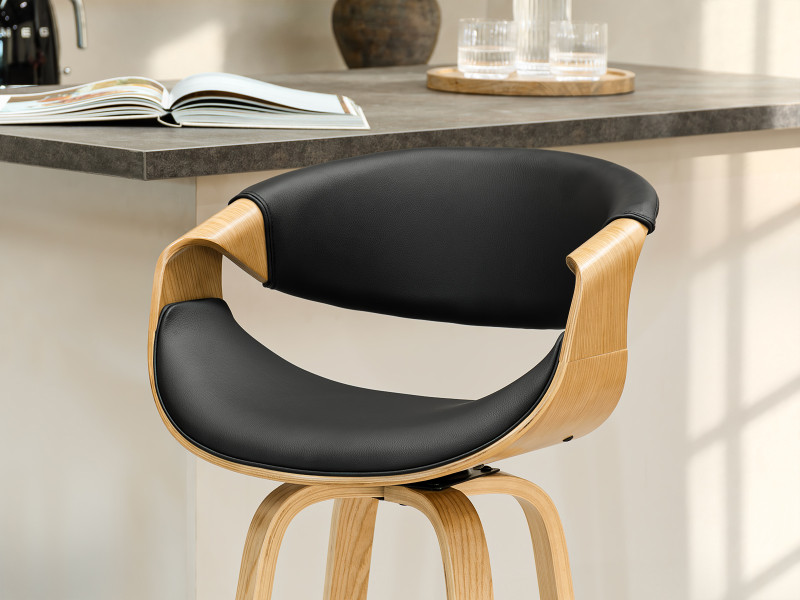 Designerski hoker z drewna z obrotowym siedziskiem Bent nr 51 dąb czarny, 8872053