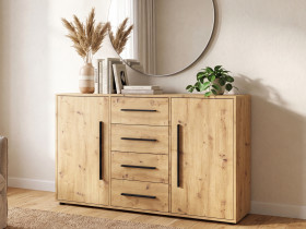Komoda 150 cm do sypialni z szufladami MAXIDO dąb artisan
