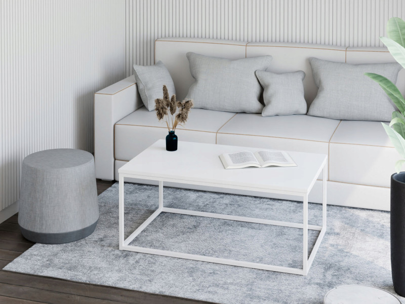 Stolik kawowy Neri 100x60 cm Loft do salonu Biały + Biały Mat, 8875009