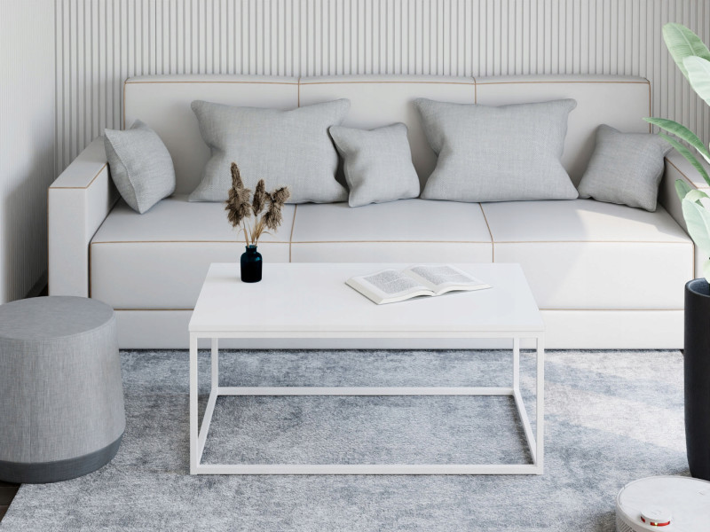 Stolik kawowy Neri 100x60 cm Loft do salonu Biały + Biały Mat, 8875010