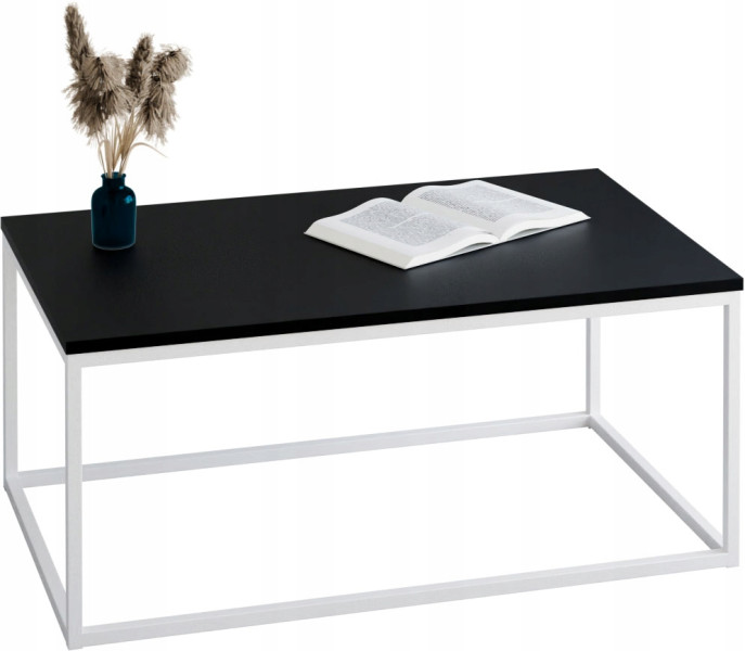 Stolik kawowy Neri 100x60 cm Loft do salonu Biały + Czarny MiniPearl, 8875015