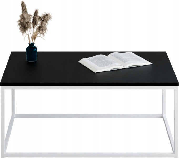 Stolik kawowy Neri 100x60 cm Loft do salonu Biały + Czarny MiniPearl, 8875020