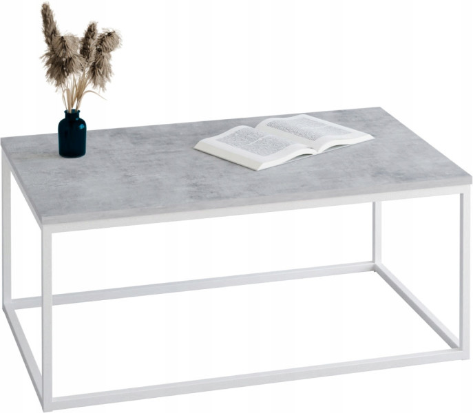Stolik kawowy Neri 100x60 cm Loft do salonu Biały + Beton Jasny, 8875047