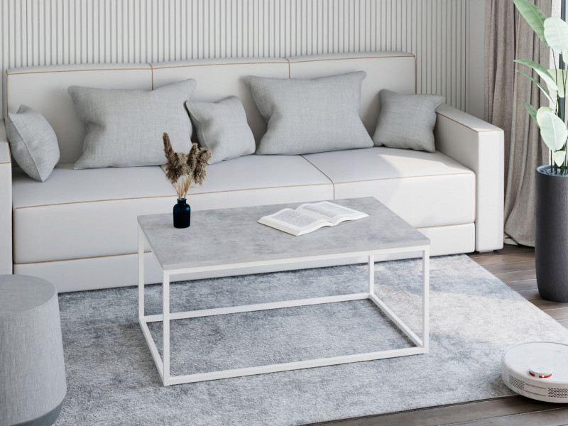 Stolik kawowy Neri 100x60 cm Loft do salonu Biały + Beton Jasny, 8875048