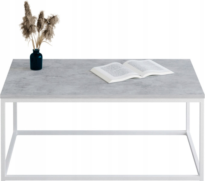 Stolik kawowy Neri 100x60 cm Loft do salonu Biały + Beton Jasny, 8875052