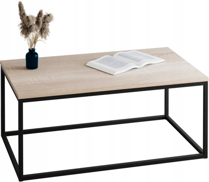 Stolik kawowy Neri 100x60 cm Loft do salonu Czarny + Dąb Sonoma, 8875063