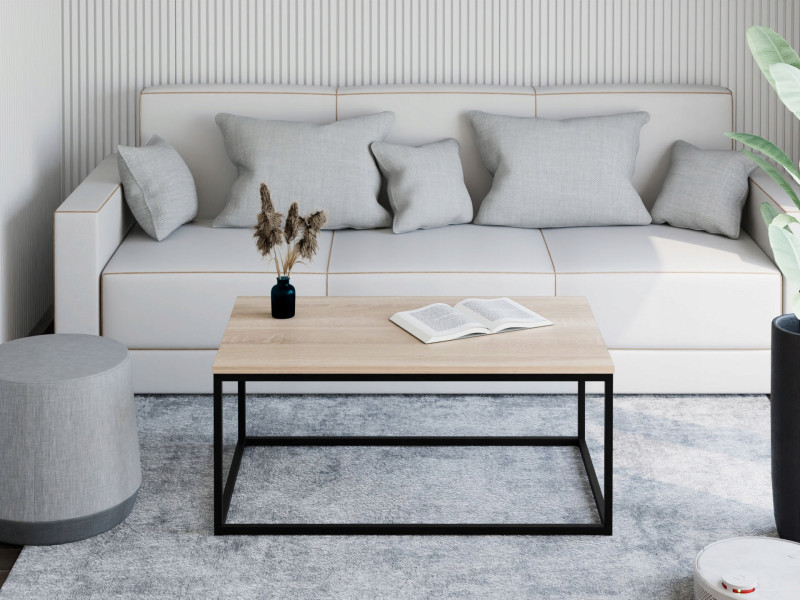 Stolik kawowy Neri 100x60 cm Loft do salonu Czarny + Dąb Sonoma, 8875066