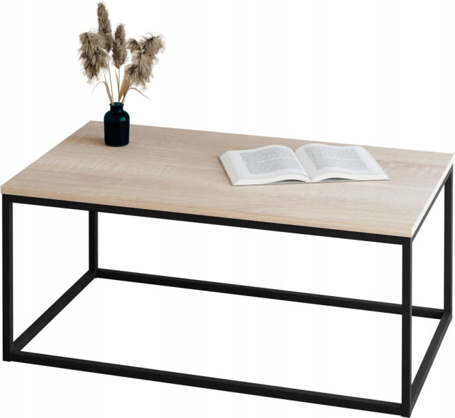 Stolik kawowy Neri 100x60 cm Loft do salonu Czarny + Dąb Sonoma, 8875067