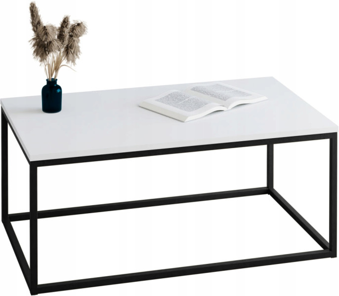 Stolik kawowy Neri 100x60 cm Loft do salonu Czarny + Biały Mat, 8875095