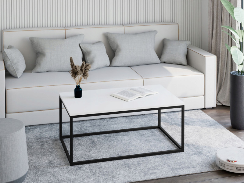 Stolik kawowy Neri 100x60 cm Loft do salonu Czarny + Biały Mat, 8875096