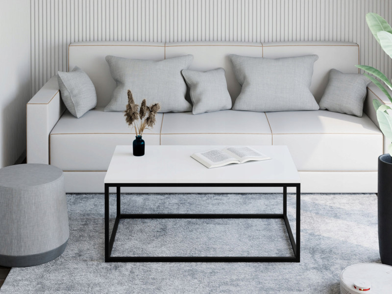 Stolik kawowy Neri 100x60 cm Loft do salonu Czarny + Biały Mat, 8875098