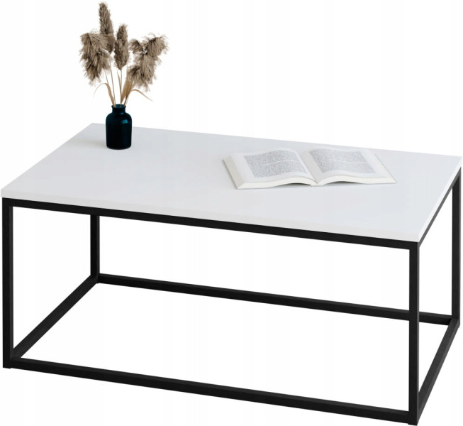 Stolik kawowy Neri 100x60 cm Loft do salonu Czarny + Biały Mat, 8875099