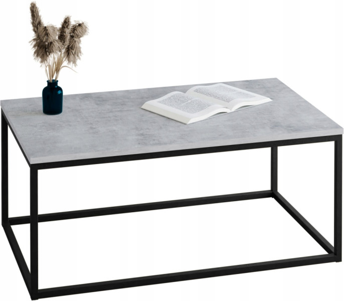 Stolik kawowy Neri 100x60 cm Loft do salonu Czarny + Beton Jasny, 8875143