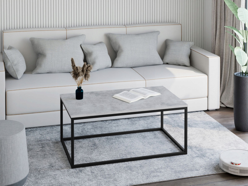 Stolik kawowy Neri 100x60 cm Loft do salonu Czarny + Beton Jasny, 8875144