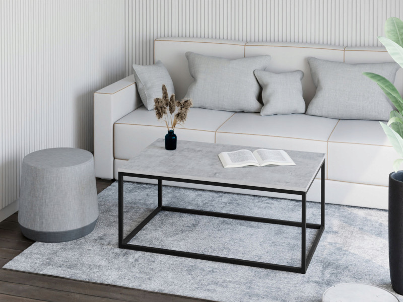 Stolik kawowy Neri 100x60 cm Loft do salonu Czarny + Beton Jasny, 8875145