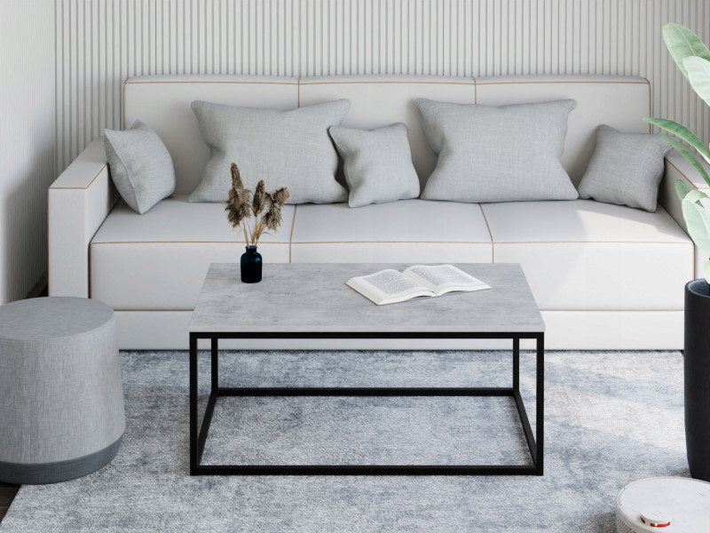 Stolik kawowy Neri 100x60 cm Loft do salonu Czarny + Beton Jasny, 8875146