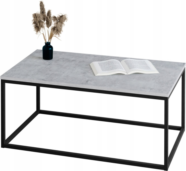 Stolik kawowy Neri 100x60 cm Loft do salonu Czarny + Beton Jasny, 8875147