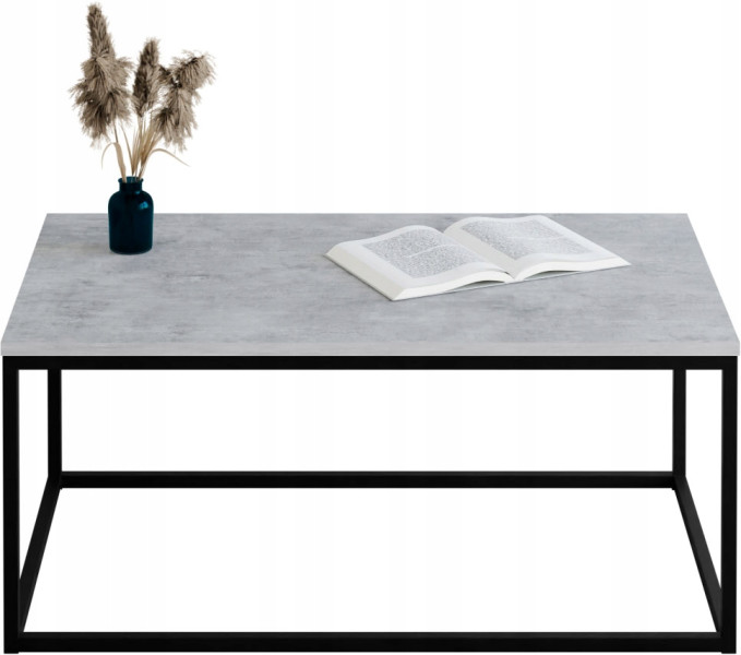 Stolik kawowy Neri 100x60 cm Loft do salonu Czarny + Beton Jasny, 8875148