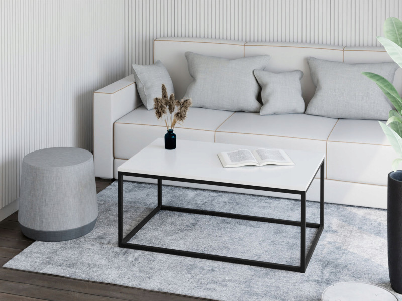 Stolik kawowy Neri 100x60 cm Loft do salonu Czarny + Biały Połysk, 8875169