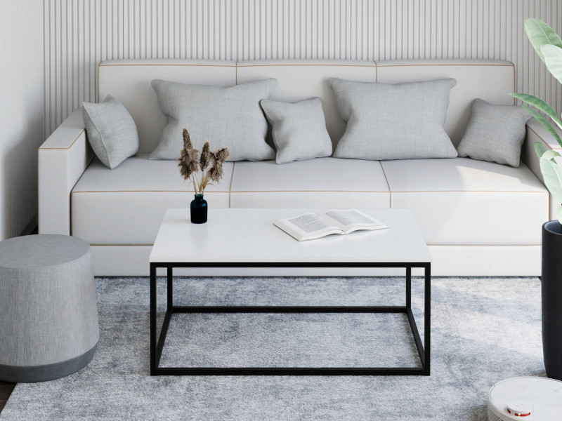 Stolik kawowy Neri 100x60 cm Loft do salonu Czarny + Biały Połysk, 8875170