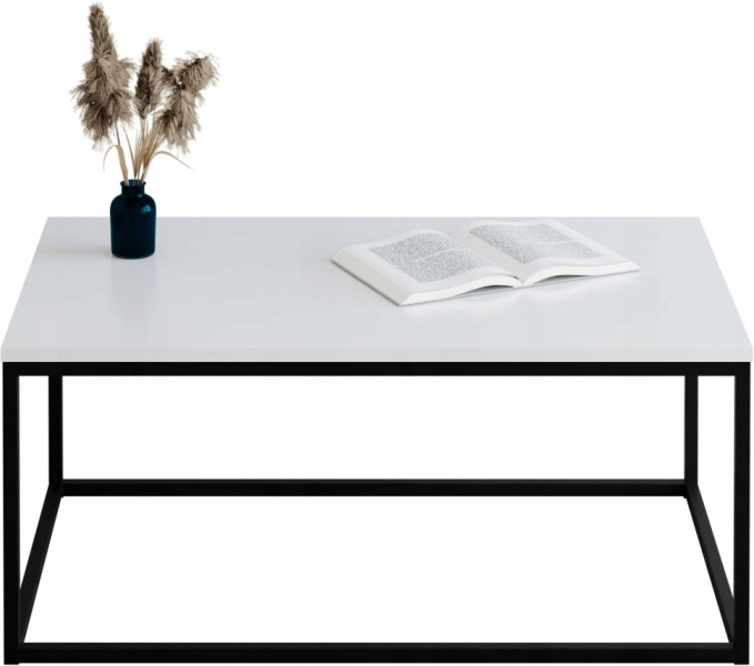 Stolik kawowy Neri 100x60 cm Loft do salonu Czarny + Biały Połysk, 8875172