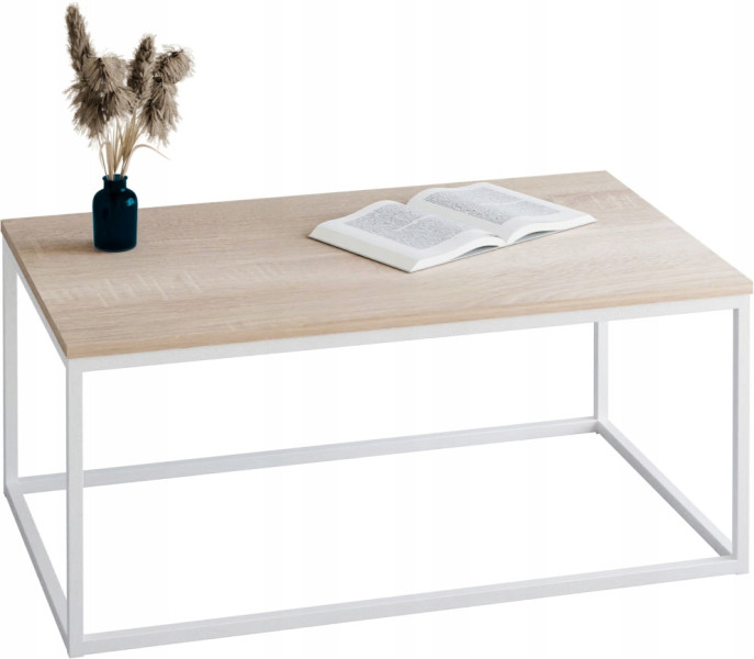 Stolik kawowy Neri 100x60 cm Loft do salonu Biały + Dąb Sonoma, 8875263