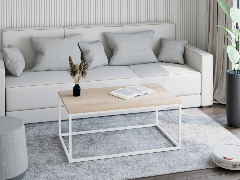 Stolik kawowy Neri 100x60 cm Loft do salonu Biały + Dąb Sonoma, 8875264