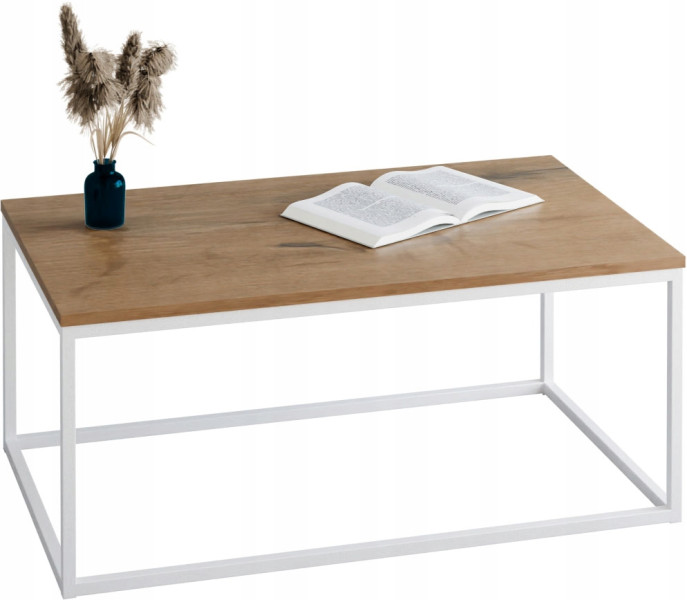 Stolik kawowy Neri 100x60 cm Loft do salonu Biały + Dąb Lancelot, 8875271