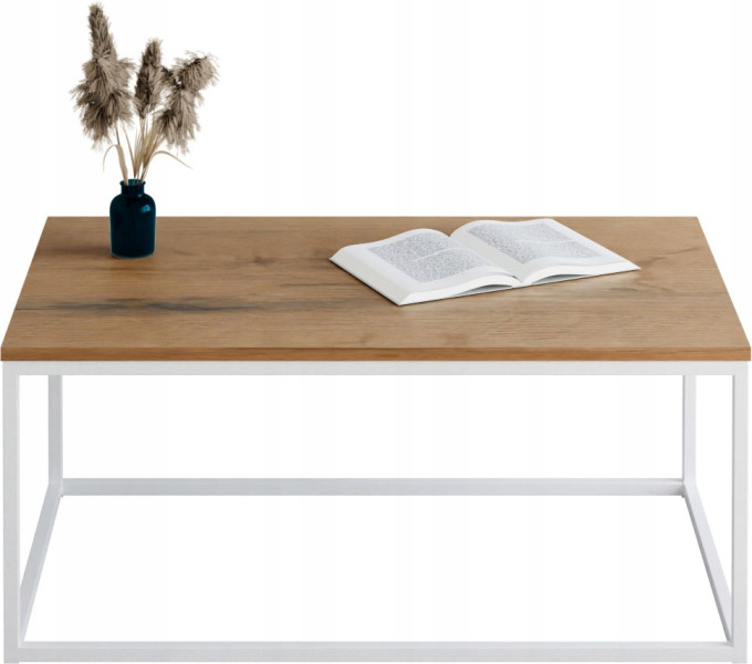 Stolik kawowy Neri 100x60 cm Loft do salonu Biały + Dąb Lancelot, 8875276