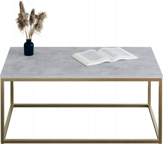 Stolik kawowy Neri 100x60 cm Loft do salonu Złoty + Beton Jasny, 8875364
