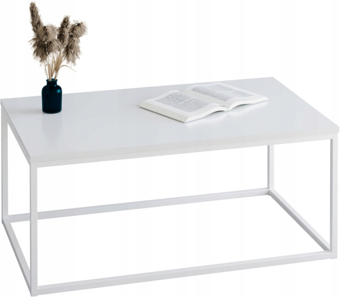 Stolik kawowy Neri 100x60 cm Loft do salonu Biały + Biały Połysk, 8875431