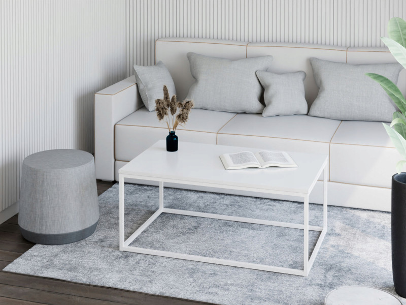 Stolik kawowy Neri 100x60 cm Loft do salonu Biały + Biały Połysk, 8875433