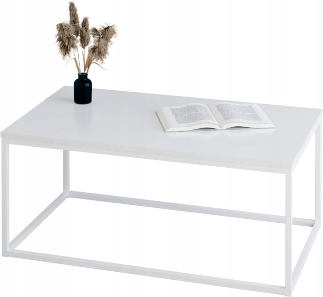 Stolik kawowy Neri 100x60 cm Loft do salonu Biały + Biały Połysk, 8875435