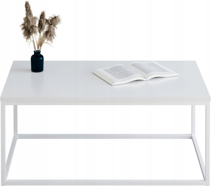 Stolik kawowy Neri 100x60 cm Loft do salonu Biały + Biały Połysk, 8875436
