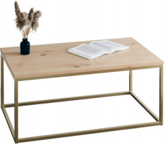 Stolik kawowy Neri 100x60 cm Loft do salonu Złoty + Dąb Artisan