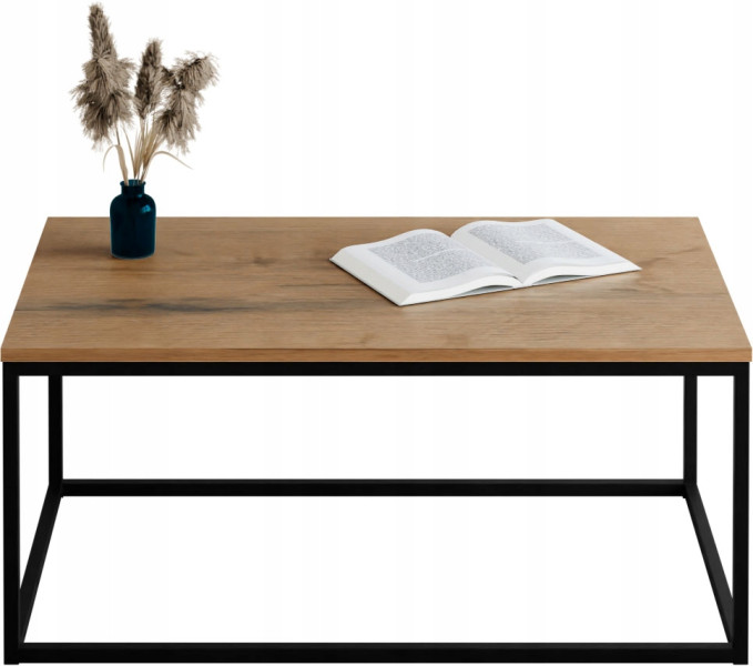 Stolik kawowy Neri 100x60 cm Loft do salonu Czarny + Dąb Lancelot, 8875500