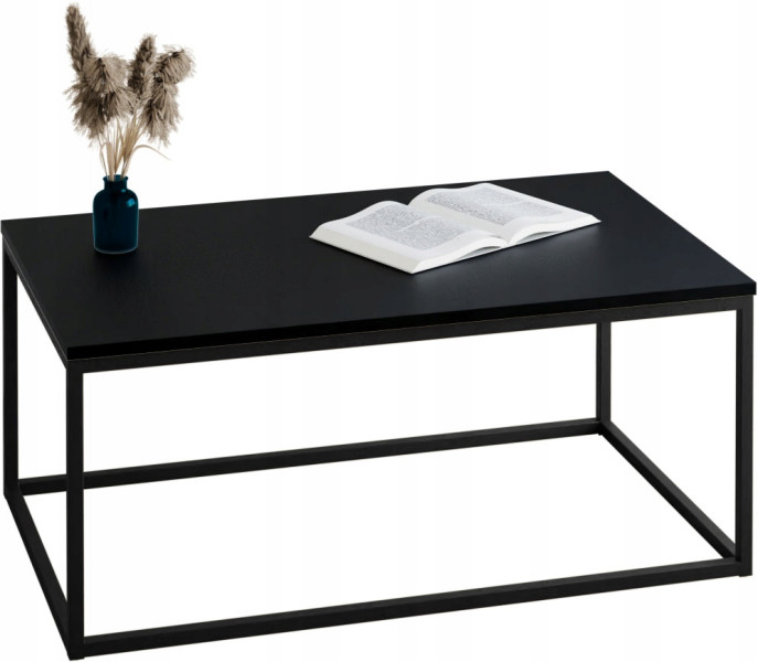 Stolik kawowy Neri 100x60 cm Loft do salonu Czarny + Czarny MiniPearl, 8875551