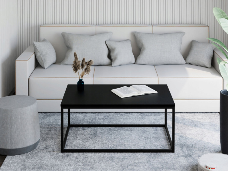 Stolik kawowy Neri 100x60 cm Loft do salonu Czarny + Czarny MiniPearl, 8875554