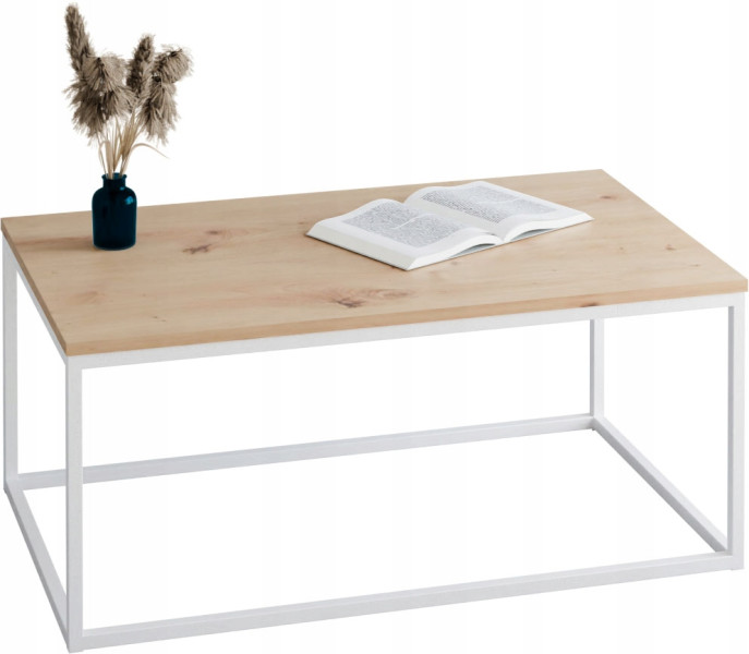 Stolik kawowy Neri 100x60 cm Loft do salonu Biały + Dąb Artisan, 8875559